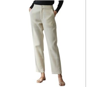 Halston cream linen blend pants size large NWT